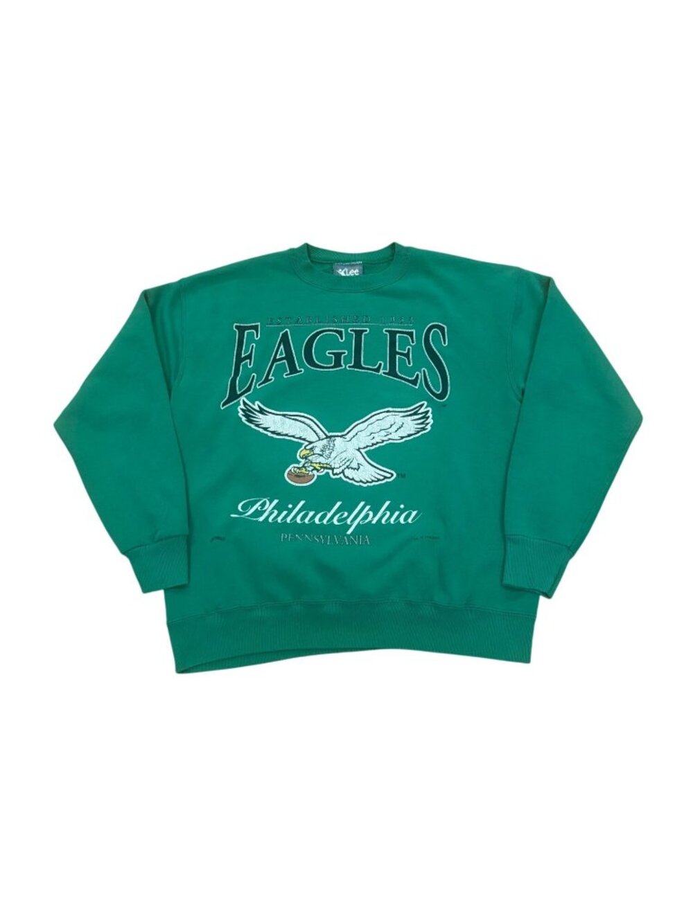 Vintage 1995 Lee Sport Philadelphia Eagles Kelly Green Crewneck Sweatshirt Large